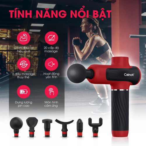 Súng massage cầm tay giãn cơ chuyên sâu CRENOT Therap M5 - màu Đỏ