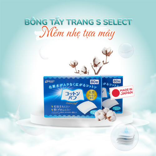 Bông tẩy trang mép hàn S SELECT (80 miếng)